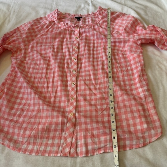 Talbots Plus Petite 1X Pink & White Check Button Down Blouse Top 1XP Preppy - Picture 6 of 8